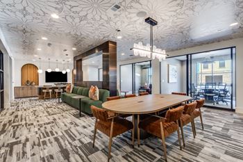 Business lounge with conference center and private coworking spaces